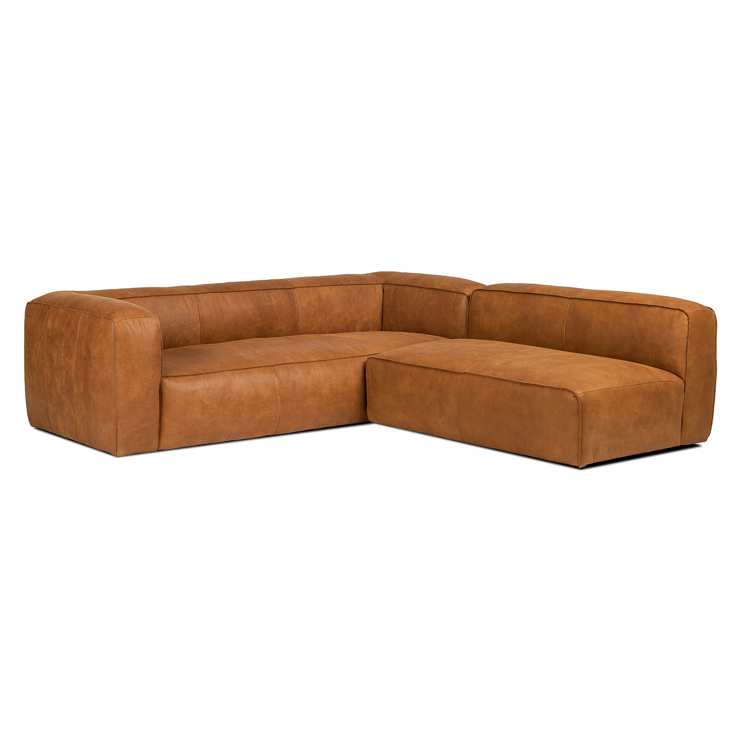 Cigar 94.5" Leather Reversible Sectional - Rawhide Tan