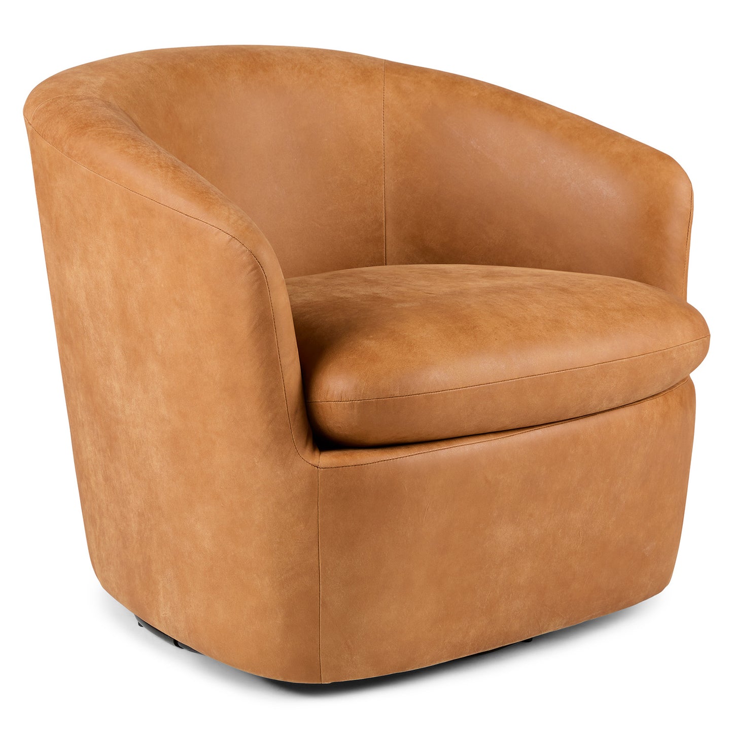 Turoy 32.5" Leather Swivel Lounge Chair - Rawhide Tan