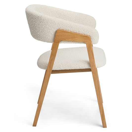 Josra Ivory Bouclé Oak Dining Chair