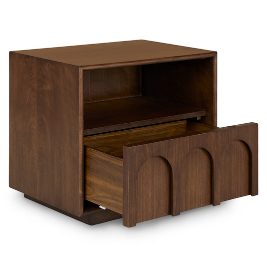 Prima Walnut 1-Drawer Nightstand