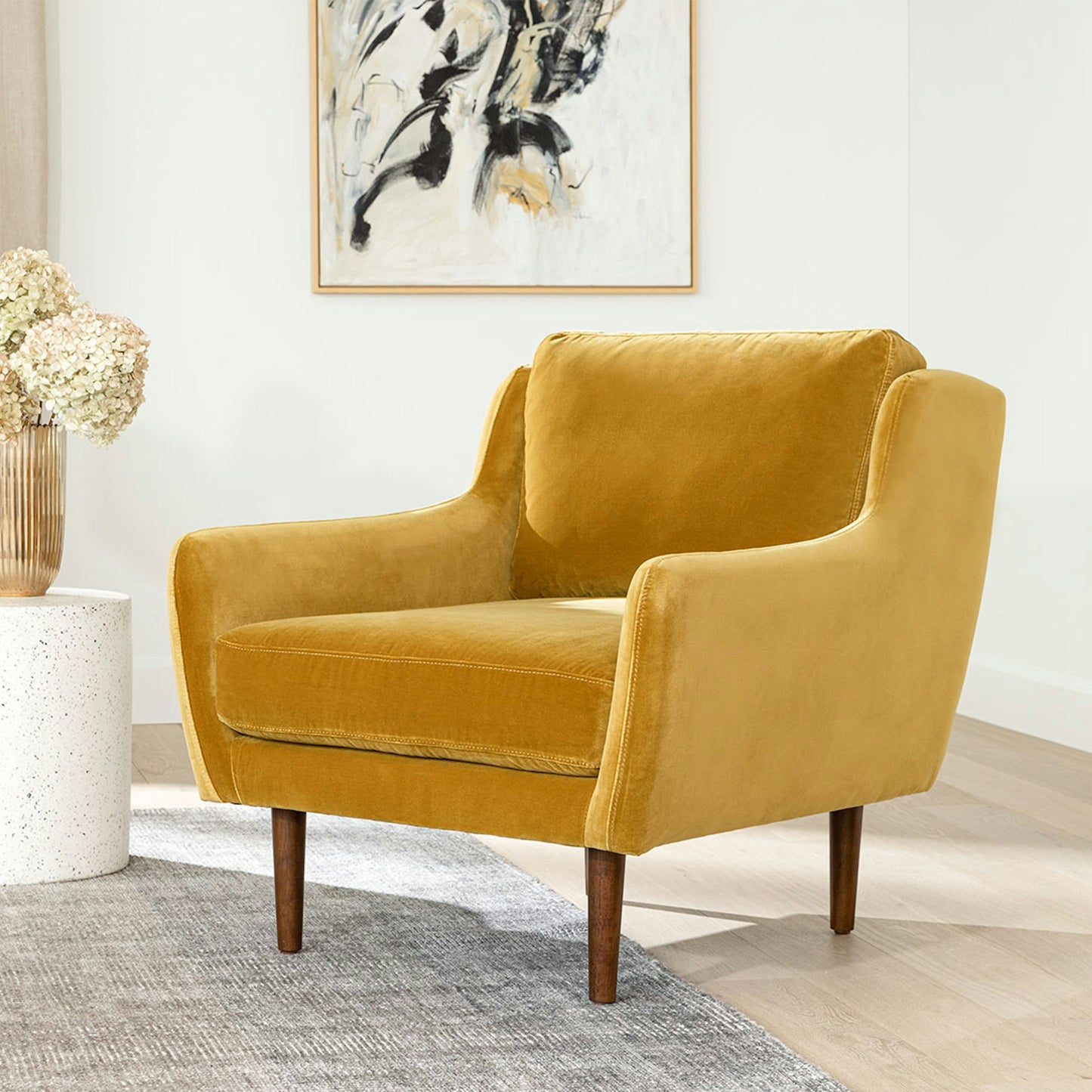 Matrix 30.5" Velvet Lounge Chair - Yarrow Gold