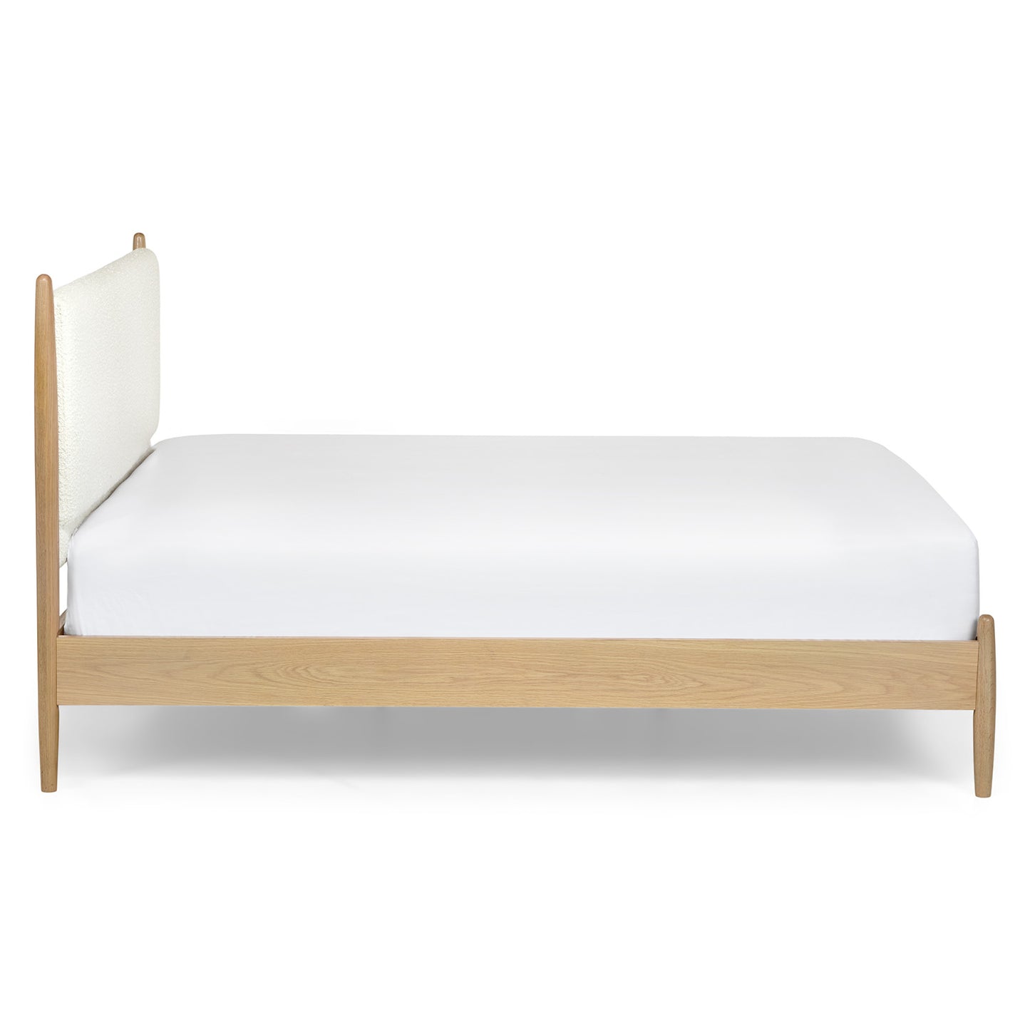 Lenia Lunaria White Bouclé Oak Queen Bed