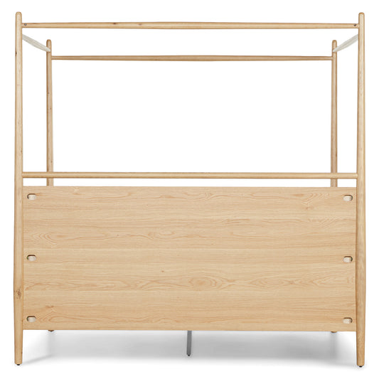 Lenia White Oak King Canopy Bed