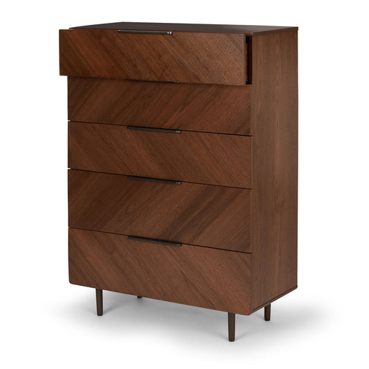 Nera Walnut 5-Drawer Chest