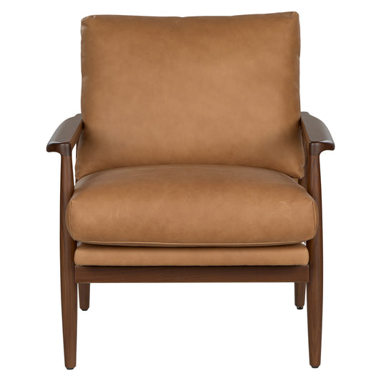 Bavel 28.5" Leather Lounge Chair - Charme Tan