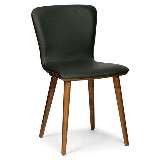 Sede Black Leather Walnut Dining Chair