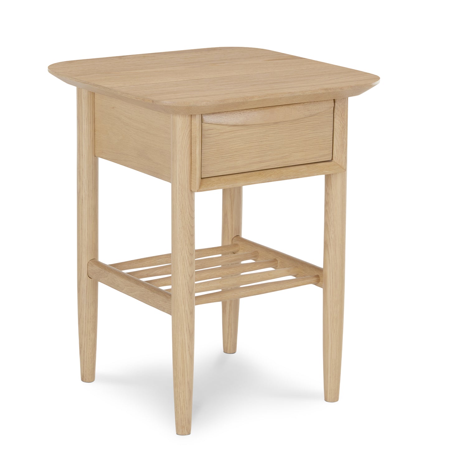 Lenia White Oak Storage Side Table