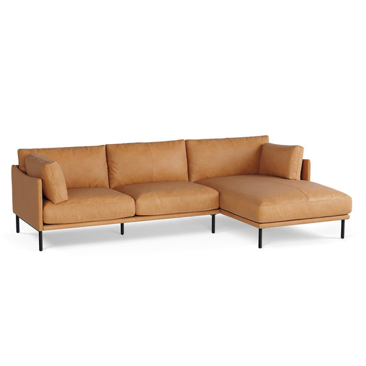 Olsen 110" Leather Right Sectional - Charme Tan