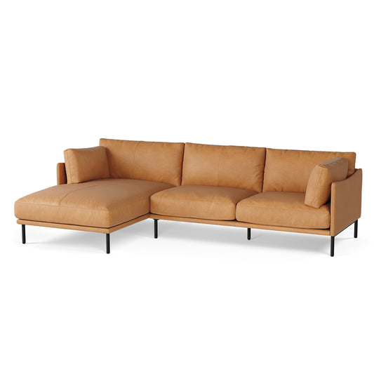 Olsen 110" Leather Left Sectional - Charme Tan