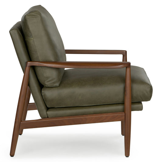 Bavel 28.5" Leather Lounge Chair - Charme Green