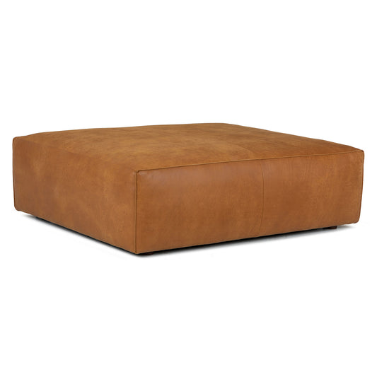 Cigar 47" Leather Ottoman - Rawhide Tan