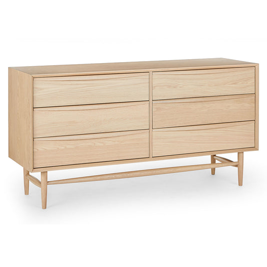 Lenia White Oak 6-Drawer Double Dresser