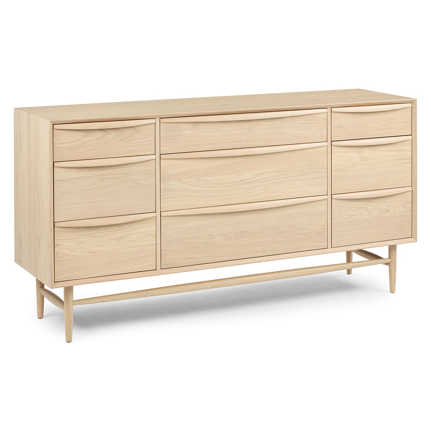 Lenia White Oak 9-Drawer Dresser