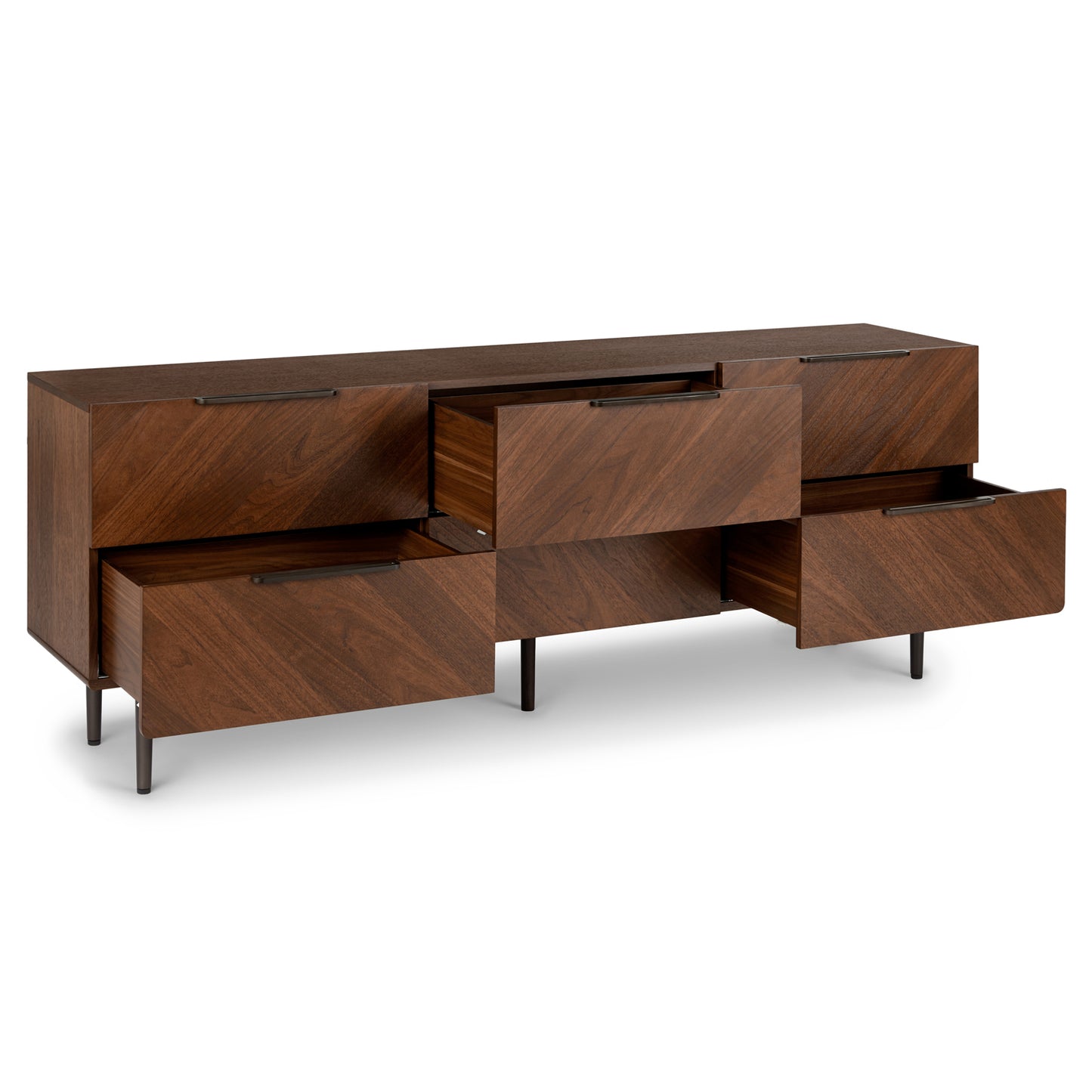 Nera Walnut 6-Drawer Low Double Dresser