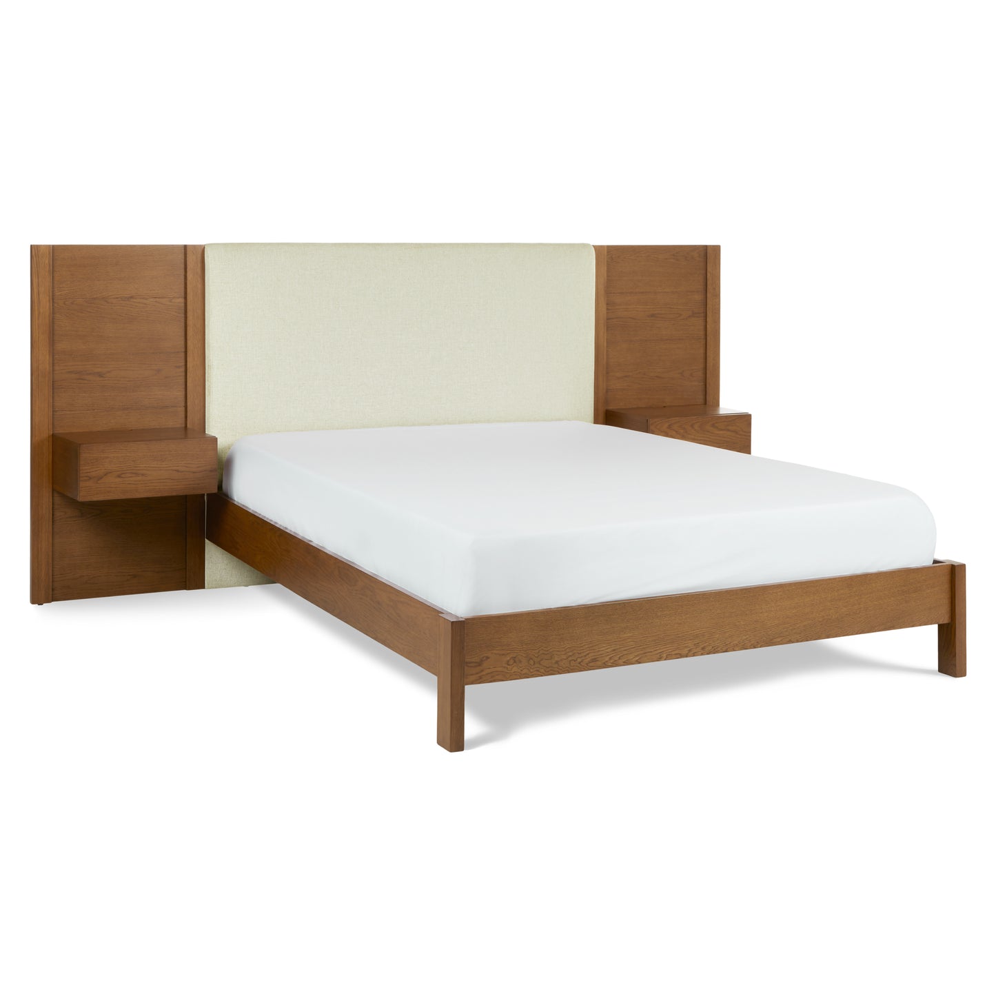 Cassie Taupe Chenille Smoked Oak Queen Bed