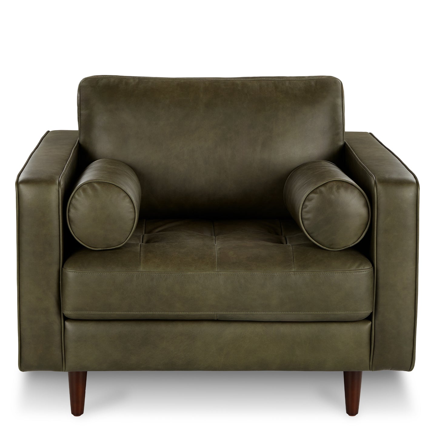 Sven 42" Tufted Leather Lounge Chair - Charme Green