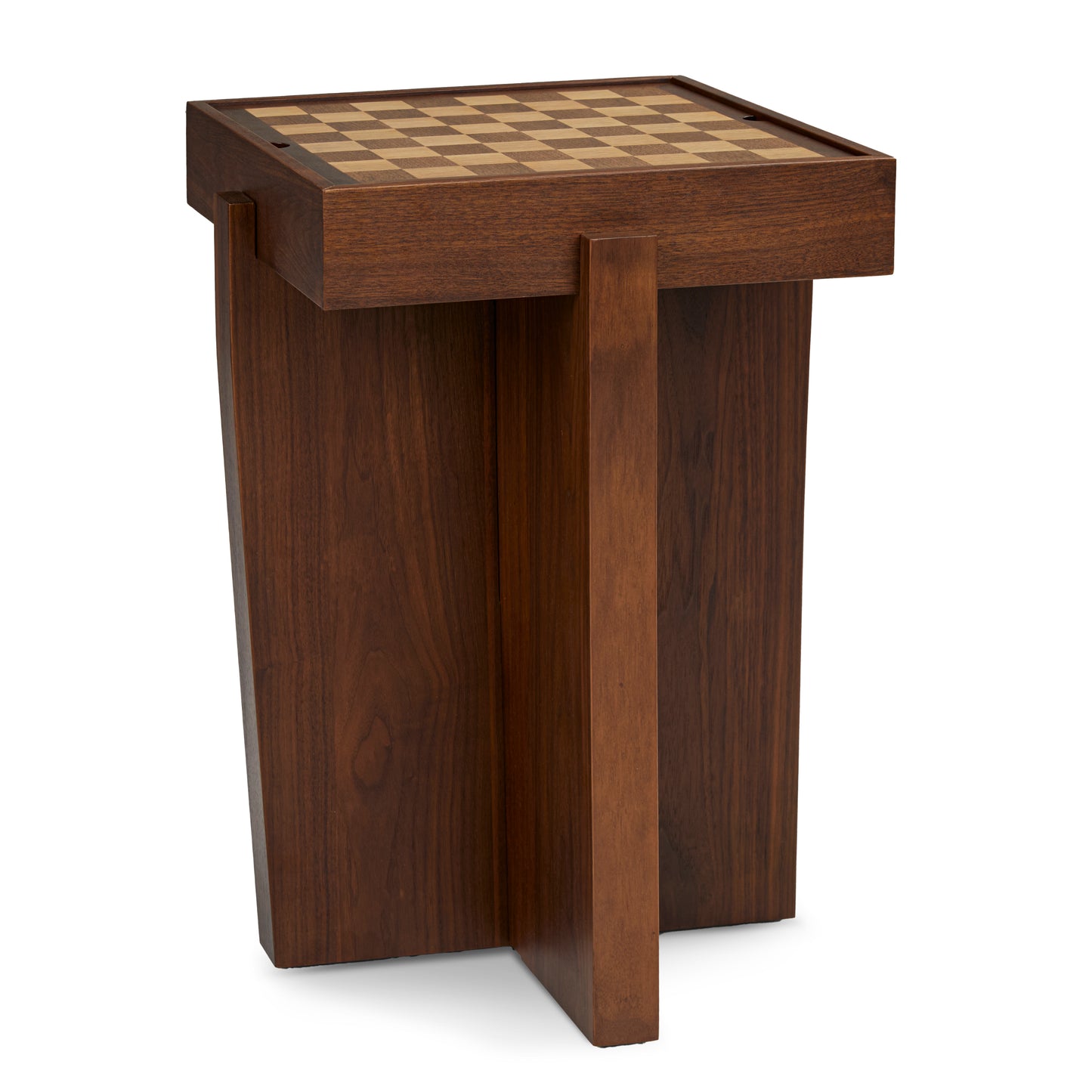 Harmon Walnut Checkerboard Side Table