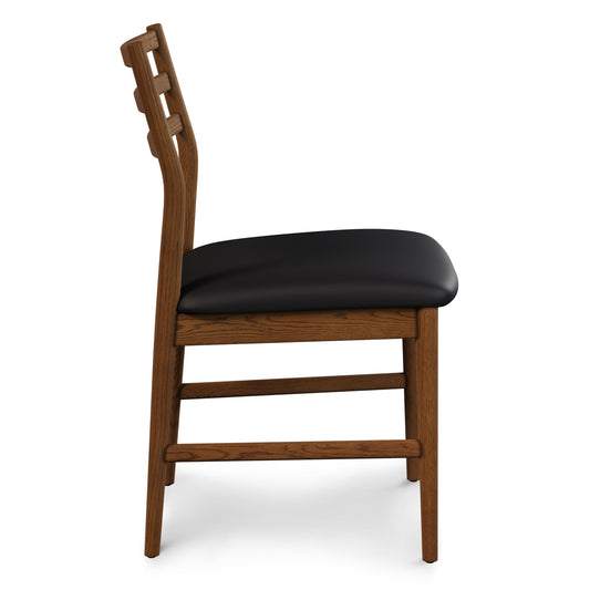 Wosla Black Leather Smoked Oak Dining Chair