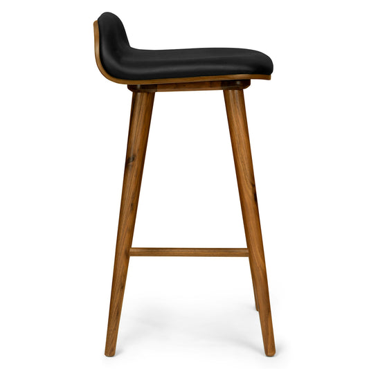 Sede Black Leather Walnut Counter Stool