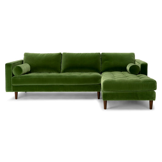 Sven 100" Velvet Tufted Right Sectional - Grass Green