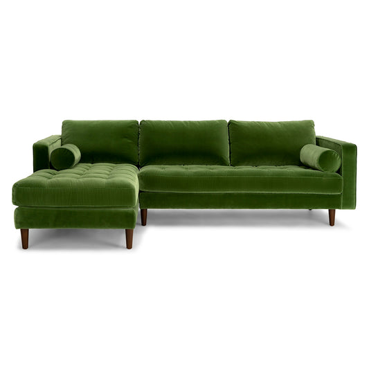 Sven 100" Velvet Tufted Left Sectional - Grass Green