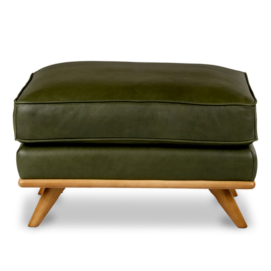 Timber 31" Leather Ottoman - Charme Green