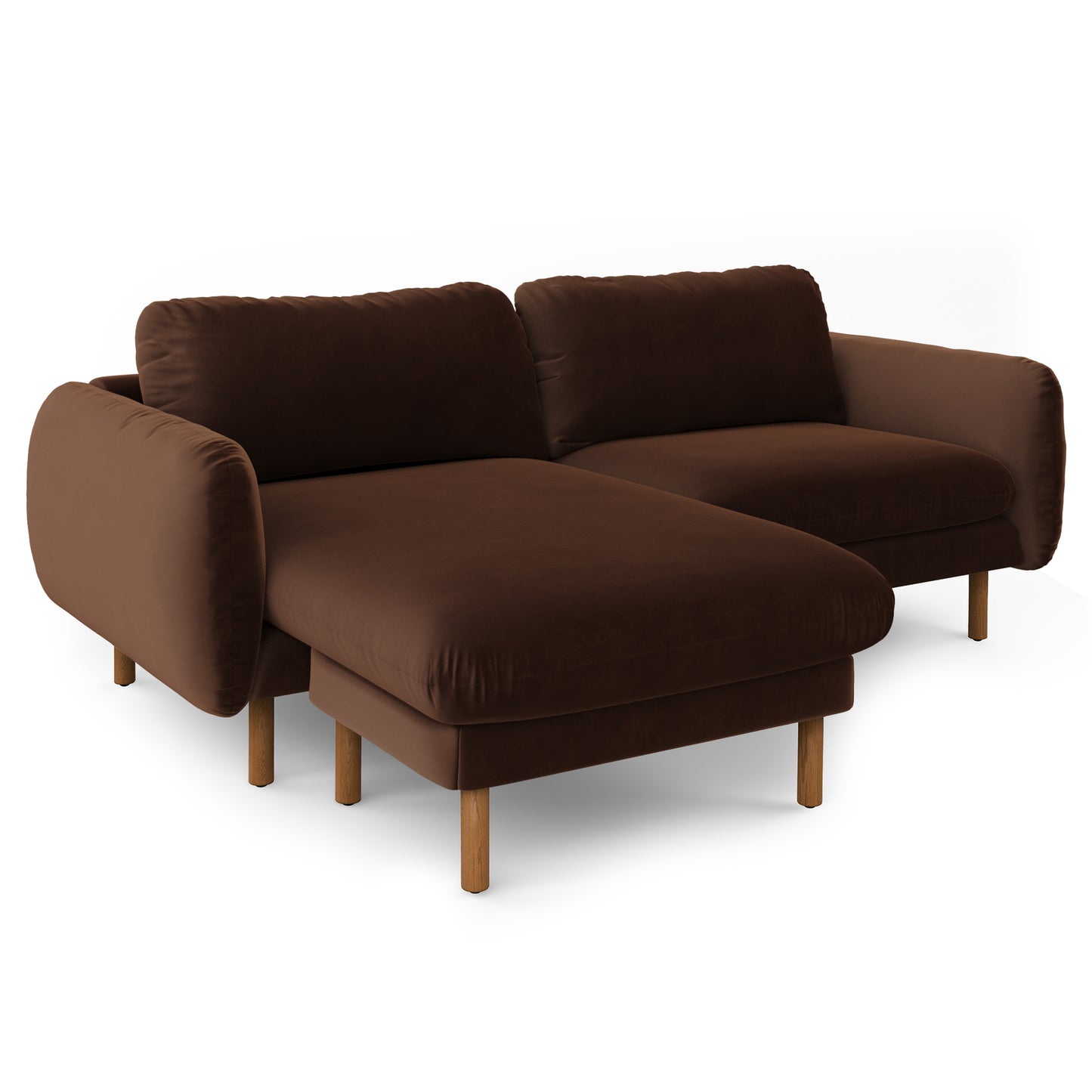 Sanders 85.5" Velvet Reversible Sectional - Plush Pacific Brown