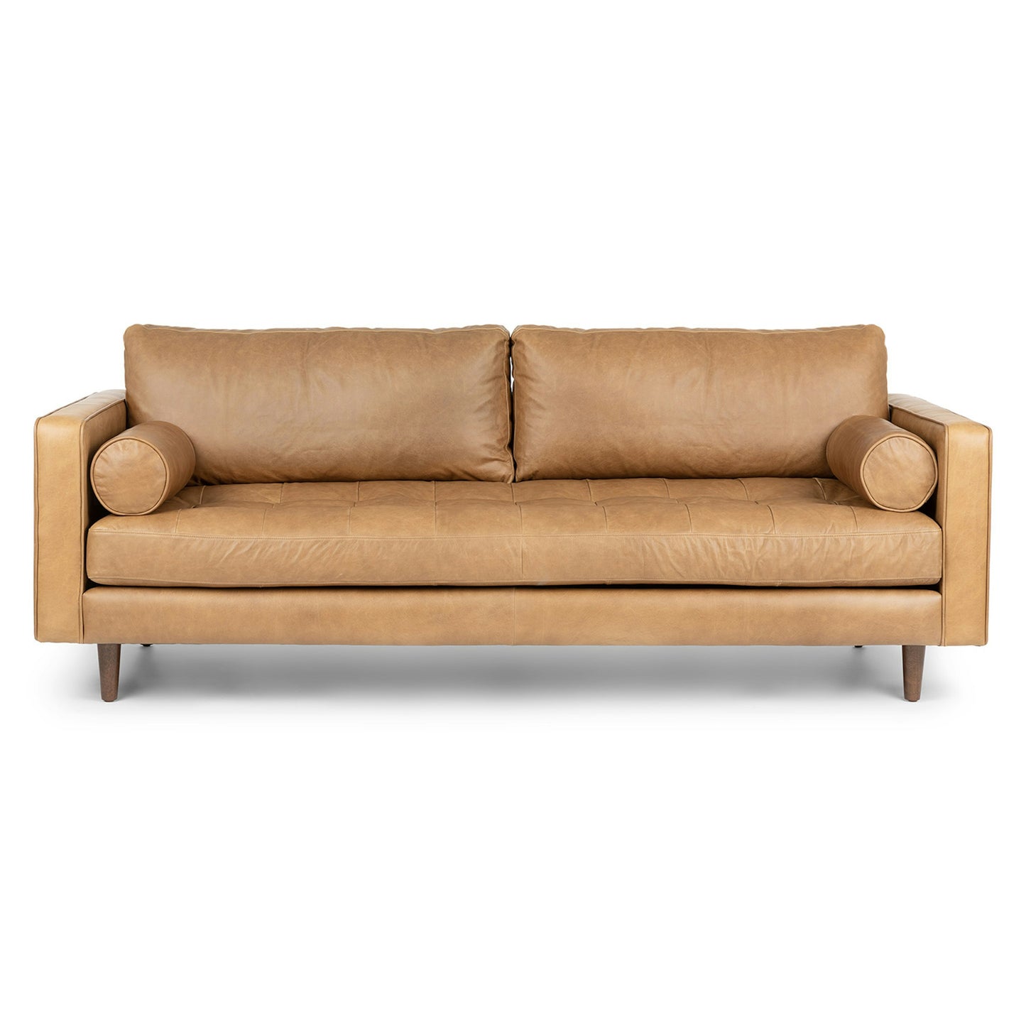 Sven 88" Tufted Leather Sofa - Charme Tan