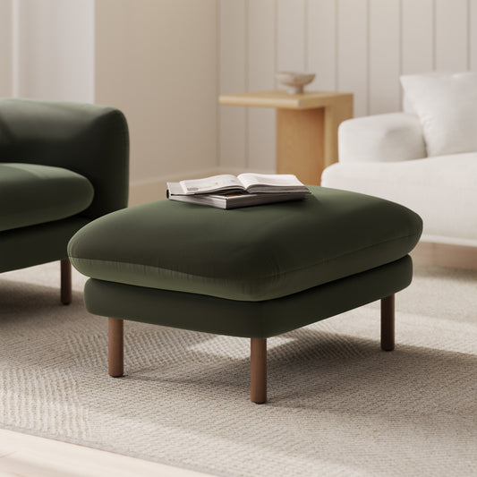 Sanders 35.5" Velvet Ottoman - Plush Pacific Green
