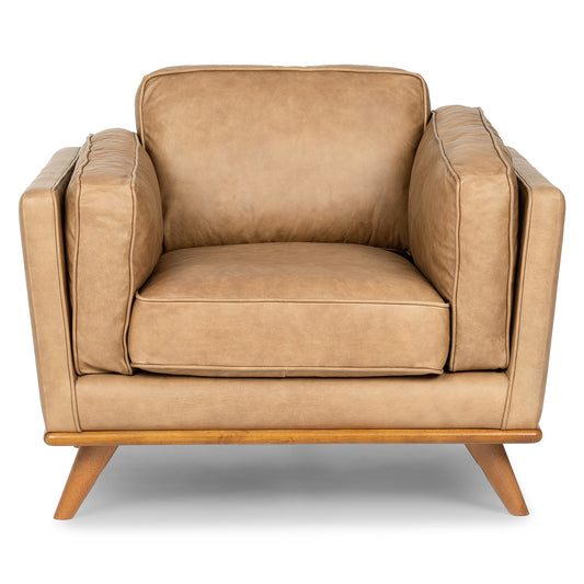 Timber 41" Leather Lounge Chair - Charme Tan