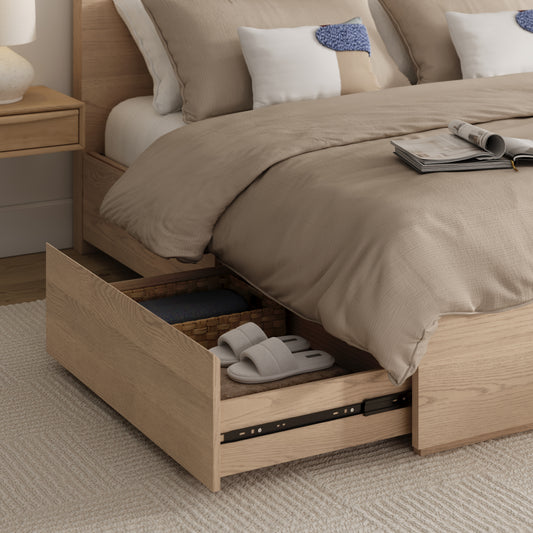 Leif White Oak King Storage Bed