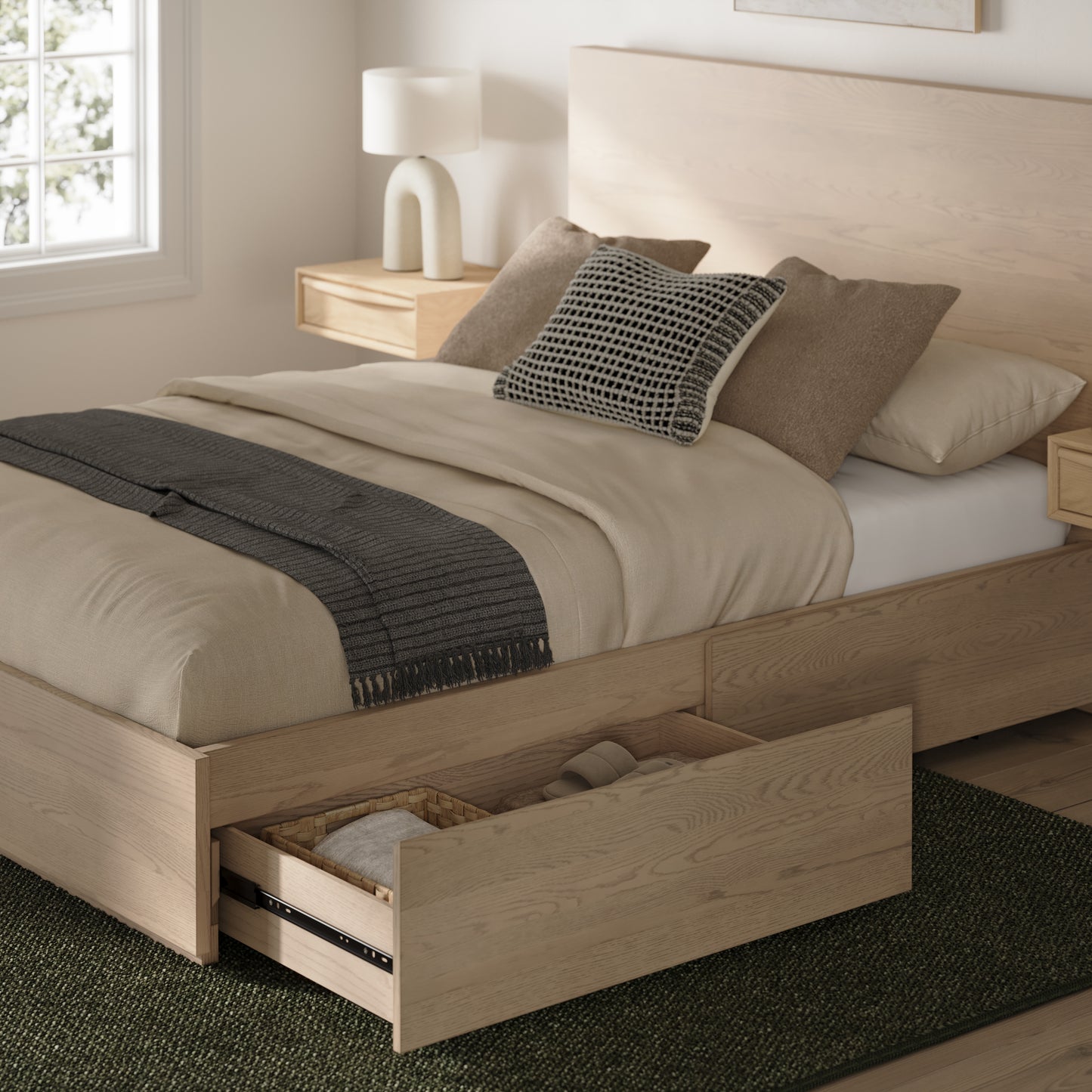 Leif White Oak Queen Storage Bed