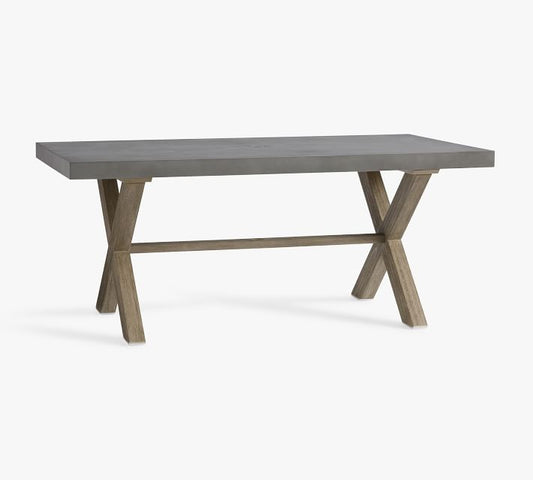 Indio Concrete & Eucalyptus X-Base Outdoor Dining Table (72")