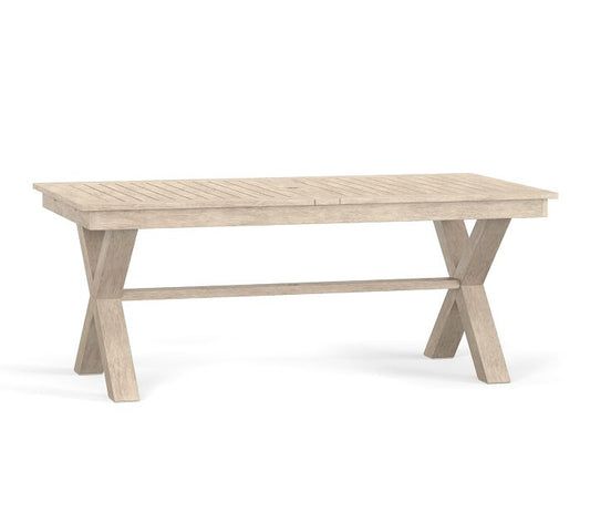 Indio Eucalyptus X-Base Extending Outdoor Dining Table (77"-102")