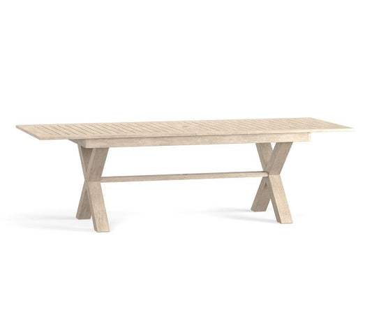 Indio Eucalyptus X-Base Extending Outdoor Dining Table (77"-102")