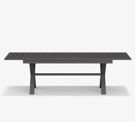 Indio Metal X-Base Extending Outdoor Dining Table (76"-102")