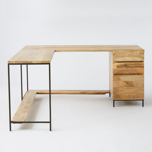 Industrial Modular L-Shaped Desk & File Cabinet