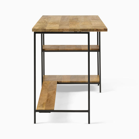 Industrial Storage 2-Piece Modular Desk W/ Open Shelves