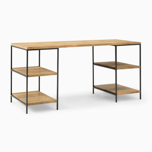 Industrial Storage 3-Piece Modular Desk W/ Open Shelves