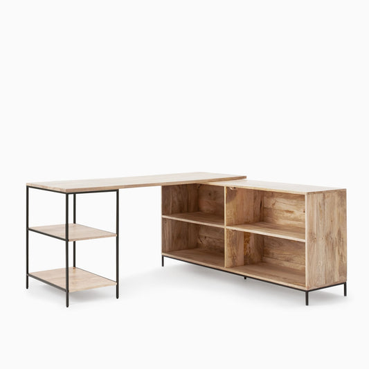 Industrial Storage Modular Desk W/ Open Shelves & Bookcase