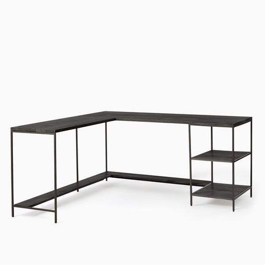 Industrial Storage Modular L-Shaped Desk W/ Open Shelves