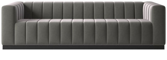 Forte 101" Extra-Large Channeled Sofa With Black Base Luca Storm