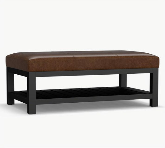 Jake Rectangular Leather Ottoman