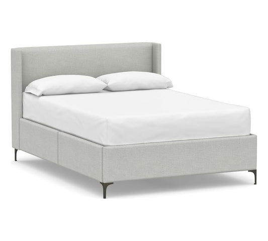 Jake Upholstered Storage Platform Bed With Metal Legs - Quick Ship