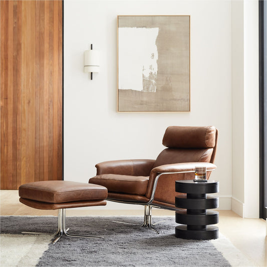 Kristoff Leather Swivel Chair & Ottoman Set