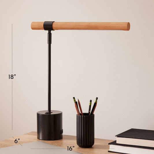 Linear Wood Led Usb Table Lamp (18")