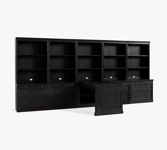 Livingston Peninsula Desk With 175" Bookcase Suite