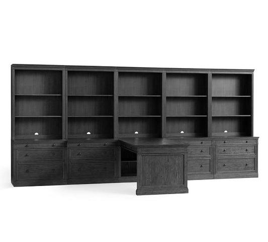 Livingston Peninsula Desk With 175" Bookcase Suite