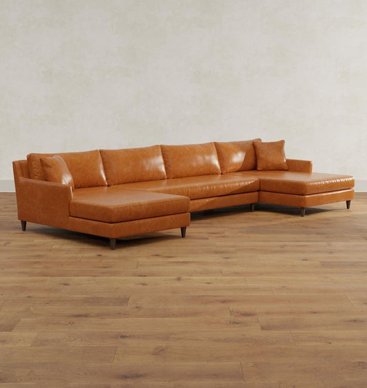 Mcnary Leather Double Chaise Sectional