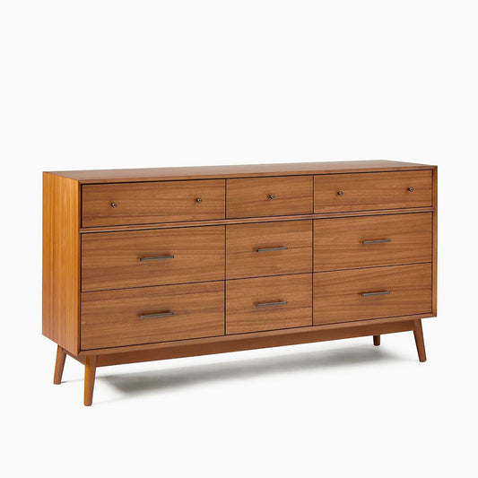 Mid-Century 9-Drawer Dresser (70") - Acorn